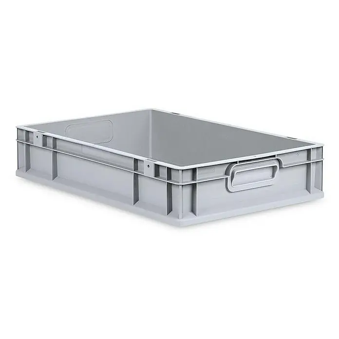 Proregal Euroboxen-Set 10x Eurobox NextGen Economy mit Auflagedeckel und 4x Verschlüsse Schwarz - Kunststoff, Grau, 10 Stk. - Graue Kunststoffbox mit Griffen und verstärkten Ecken für Lagerung und Transport, ideal für Industrie und Gewerbe.