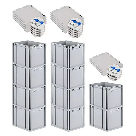 Proregal  Euroboxen-Set 10x Eurobox NextGen Grip mit Scharnierdeckel und blauen Verschlüssen