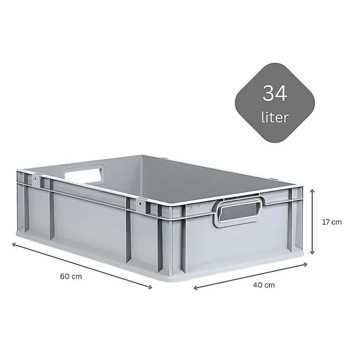 Proregal Euroboxen-Set 10x Eurobox NextGen Economy mit Auflagedeckel und 4x Verschlüsse Schwarz - Kunststoff, Grau, 10 Stk. - Graue Kunststoffbox mit den Maßen 60x40x17 cm und einem Fassungsvermögen von 34 Litern. Ideal für Lagerung und Transport.