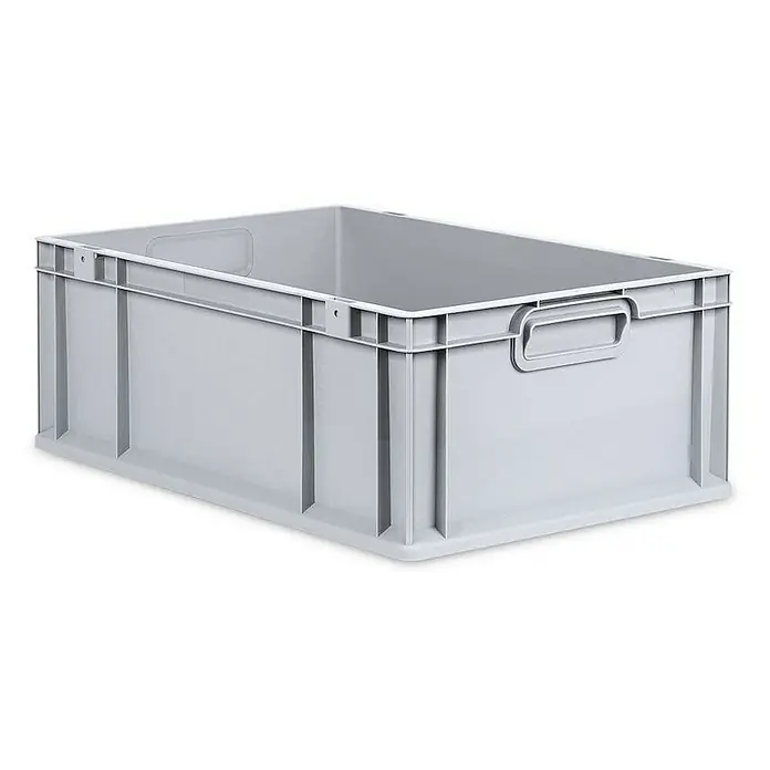 Proregal Euroboxen-Set 5x Eurobox NextGen Economy mit Auflagedeckel und 4x Verschlüsse Schwarz - Kunststoff, Grau, 5 Stk. - Graue Kunststoffbox mit Griffen zur Aufbewahrung und zum Transport von Gegenständen. Ideal für Lagerung und Organisation.