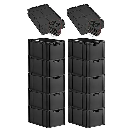Proregal  Euroboxen-Set 10x Eurobox NextGen Color mit Scharnierdeckel und Verschlüssen