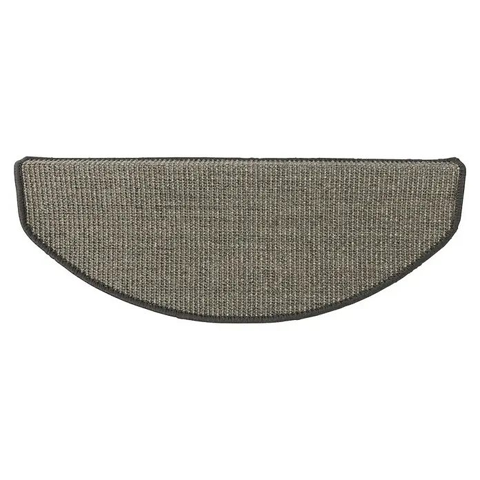 Stufenmatte Premium - 65 x 23,5 cm, 100 % Sisal, Grau - Halbmondförmige Teppichstufe in neutraler Farbe mit dunkler Umrandung. Die Teppichstufe bietet zusätzlichen Halt und Komfort auf Treppen.