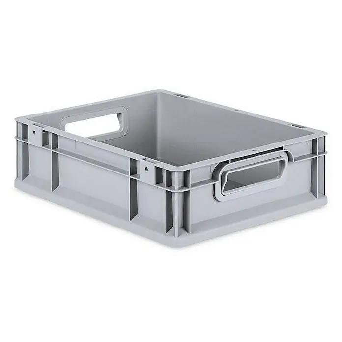 Proregal Euroboxen-Set 16x Eurobox NextGen Economy mit Auflagedeckel und 4x Verschlüsse Schwarz - Kunststoff, Grau, 16 Stk. - Graue Kunststoffbox mit Griffen, ideal für Lagerung und Transport. Die robuste Box bietet viel Stauraum und ist leicht zu handhaben.