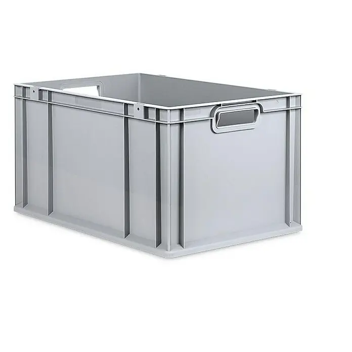 Proregal Euroboxen-Set 5x Eurobox NextGen Economy mit Auflagedeckel und 4x Verschlüsse Schwarz - Kunststoff, Grau, 5 Stk. - Ein grauer Lagerbehälter aus Kunststoff, ideal zur Aufbewahrung und zum Transport von Gegenständen im Lager oder zu Hause.