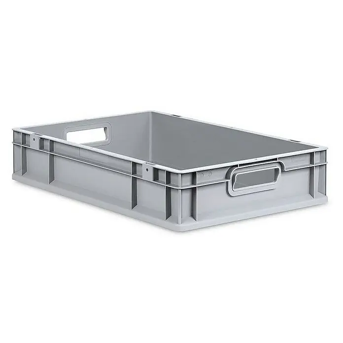 Proregal Euroboxen-Set 5x Eurobox NextGen Grip mit Auflagedeckel inkl. 4 gelben Verschlüssen - L x B x H: 60 x 40 x 12 cm, Kunststoff, Grau, 5 Stk. - Graue Kunststoffbox mit Griffen für Lagerung und Transport. Ideal für Organisation im Lager oder zu Hause, robust und stapelbar.