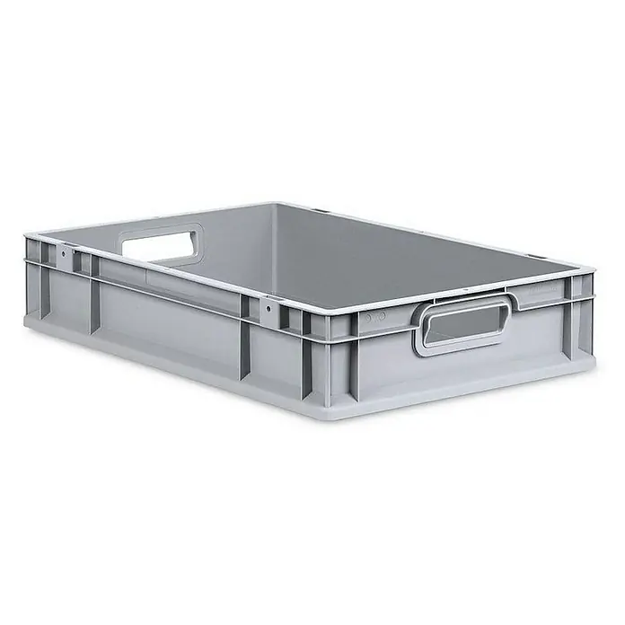 Proregal Euroboxen-Set 8x Eurobox NextGen Economy mit Auflagedeckel und 4x Verschlüsse Schwarz - Kunststoff, Grau, 8 Stk. - Graue Kunststoffbox mit praktischen Tragegriffen für Lagerung und Transport, ideal für Ordnung und Übersicht.