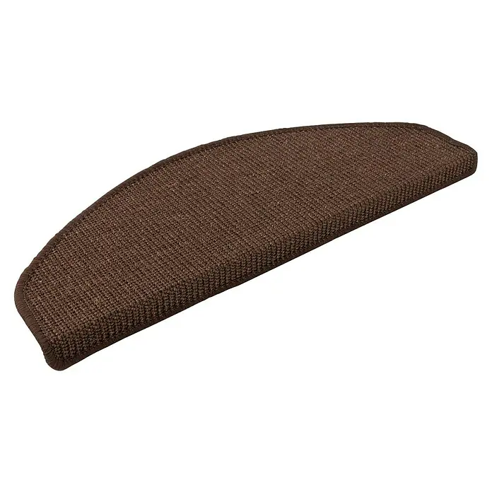Stufenmatte Premium - 65 x 23,5 cm, 100 % Sisal, Dunkelbraun - Braune, halbkreisförmige Teppichstufe mit schmalem Rand für zusätzlichen Halt und Komfort auf Treppen. Ideal für mehr Sicherheit.