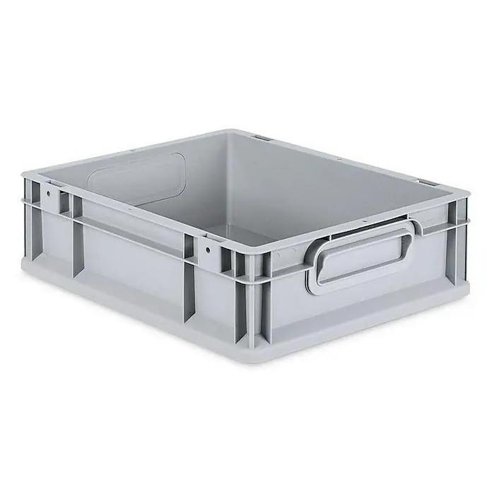 Proregal Euroboxen-Set 10x Eurobox NextGen Economy mit Auflagedeckel und 4x Verschlüsse Schwarz - Kunststoff, Grau, 10 Stk. - Eine graue Kunststoffbox, ideal für Lagerung und Transport. Praktisch, robust und vielseitig einsetzbar.