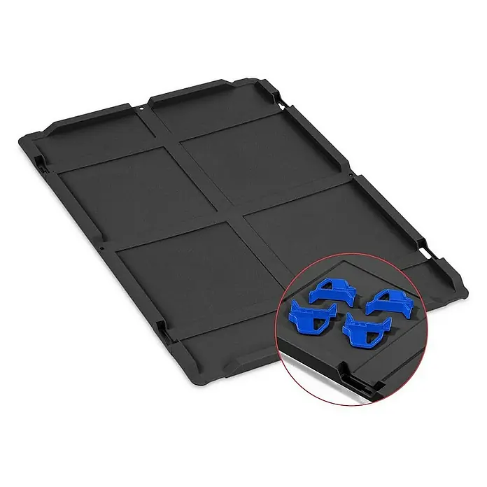 Proregal Euroboxen-Set 10x Eurobox NextGen Grip mit Auflagedeckel inkl. 4 blauen Verschlüssen - L x B x H: 60 x 40 x 22 cm, Kunststoff, Schwarz, 10 Stk. - Schwarze Kofferraumwanne mit vier blauen Halteklammern zur Ladungssicherung. Optimal für den sicheren Transport im Auto.