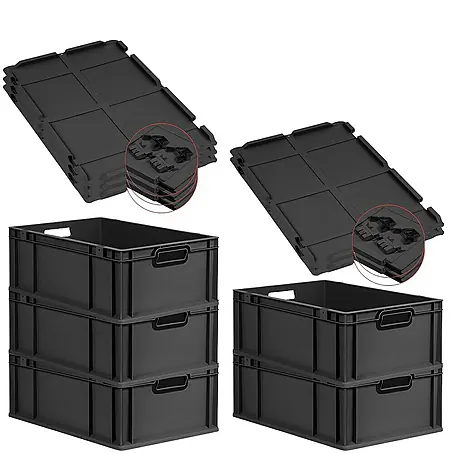 Proregal  Euroboxen-Set 5x Eurobox NextGen Color mit Scharnierdeckel und Verschlüssen