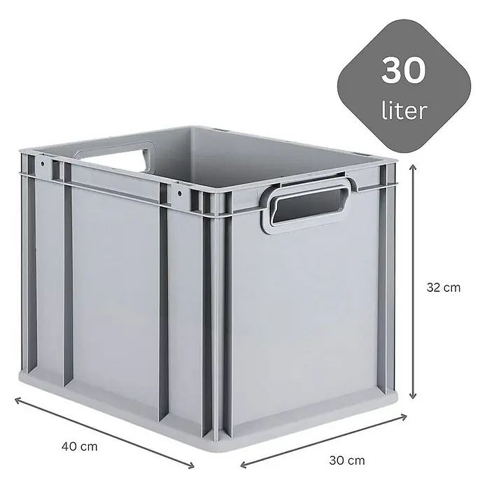 Proregal Euroboxen-Set 10x Eurobox NextGen Economy mit Auflagedeckel und 4x Verschlüsse Gelb - Kunststoff, Grau, 10 Stk. - Graue 30-Liter-Kunststoffbox mit Abmessungen: 40 cm Länge, 30 cm Breite und 32 cm Höhe. Praktische Lagerlösung.