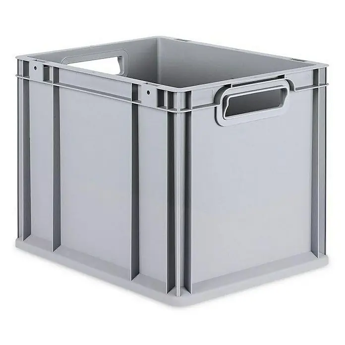 Proregal Euroboxen-Set 10x Eurobox NextGen Economy mit Auflagedeckel und 4x Verschlüsse Gelb - Kunststoff, Grau, 10 Stk. - Graue Kunststoffbox mit Griffen, ideal für Lagerung und Transport. Robust und stapelbar.