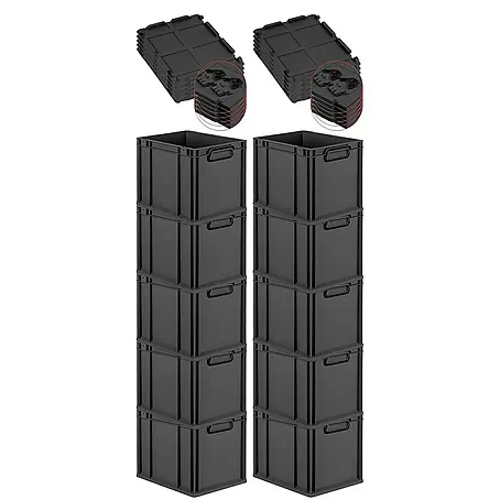 Proregal  Euroboxen-Set 10x Eurobox NextGen Color mit Scharnierdeckel und Verschlüssen