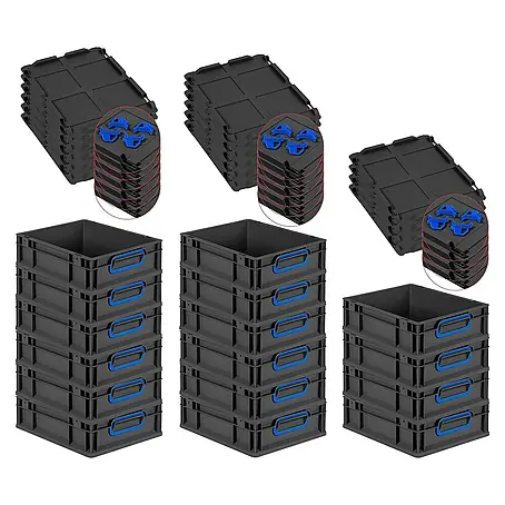 Proregal  Euroboxen-Set 16x Eurobox NextGen Color mit Auflagedeckel und Schiebeschnappverschlüsse