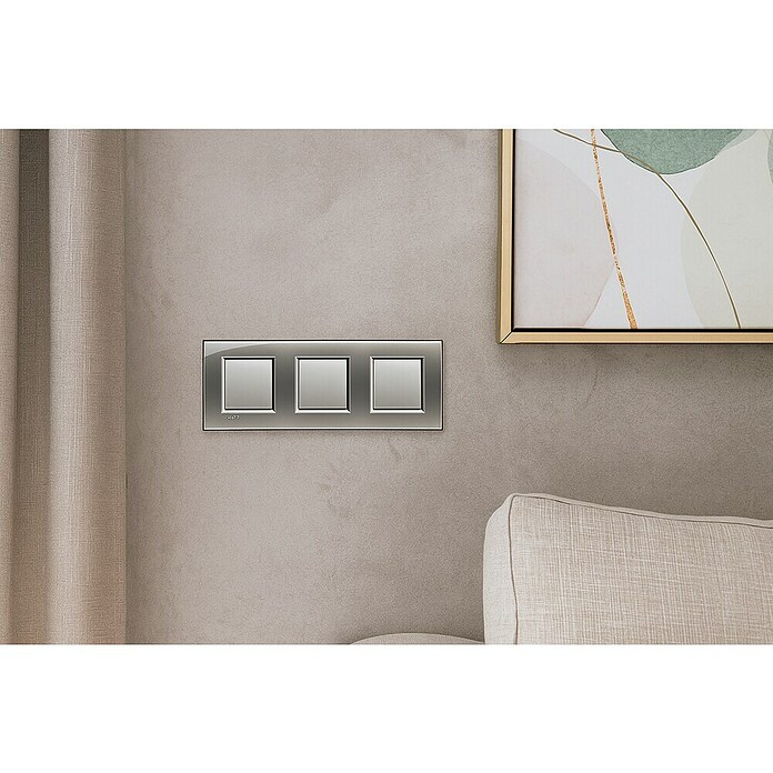 Bticino Living Light Marco (Aluminio / Plata, x 3, Plástico, Montaje en la pared)