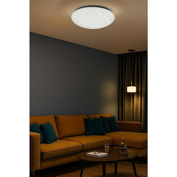 Trio Leuchten Plafón LED redondo Putz cielo estrellado (15 W, Blanco, Ø x Al: 40 x 10 cm)