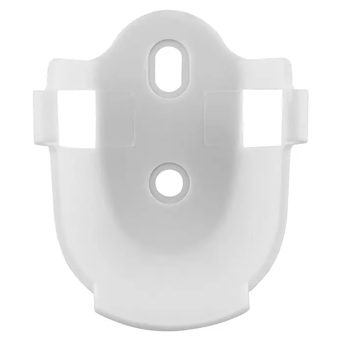 Eglo Connect Mando a distancia - Sistemas soportados: Sistema Eglo Connect - Primer plano de un soporte blanco con recortes y un agujero, utilizado para montar objetos.