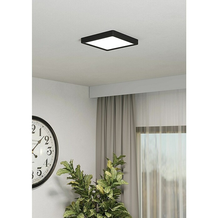 Eglo Fueva 6 Downlight LED empotrable (10,5 W, L x An x Al: 22 x 22 x 2 cm, Negro, Blanco frío) | BAUHAUS