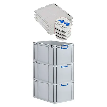 Proregal  Euroboxen-Set 3x Eurobox NextGen Color mit Scharnierdeckel und Verschlüssen
