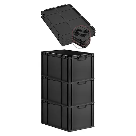 Proregal  Euroboxen-Set 3x Eurobox NextGen Grip mit Auflagedeckel inkl. 4 schwarzen Verschlüssen