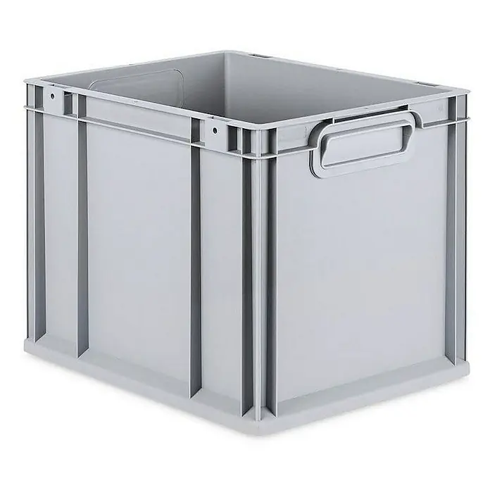 Proregal Euroboxen-Set 4x Eurobox NextGen Grip mit Auflagedeckel inkl. 4 schwarzen Verschlüssen - Kunststoff, Grau, 4 Stk. - Graue Kunststoffbox mit Griffen und verstärkten Ecken. Ideal für Lagerung und Transport.