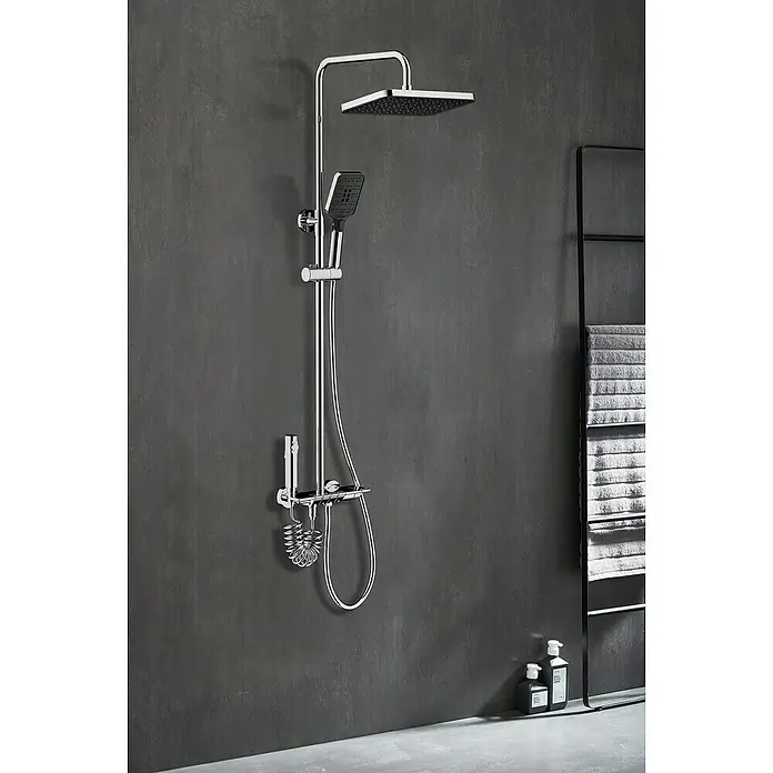 Rousseau Sistema de ducha Piano - monomando, Número de tipos de chorro: 3 ud., Cromo - Moderno sistema de ducha con acabado cromado, rociador y ducha de mano. Este conjunto añade estilo y funcionalidad a cualquier baño.