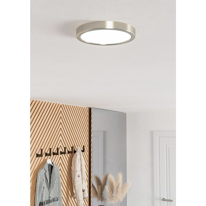 Eglo Fueva 6 Downlight empotrable LED redondo (11,5 W, Ø x Al: 21 x 2 cm, Níquel, Blanco cálido) | BAUHAUS