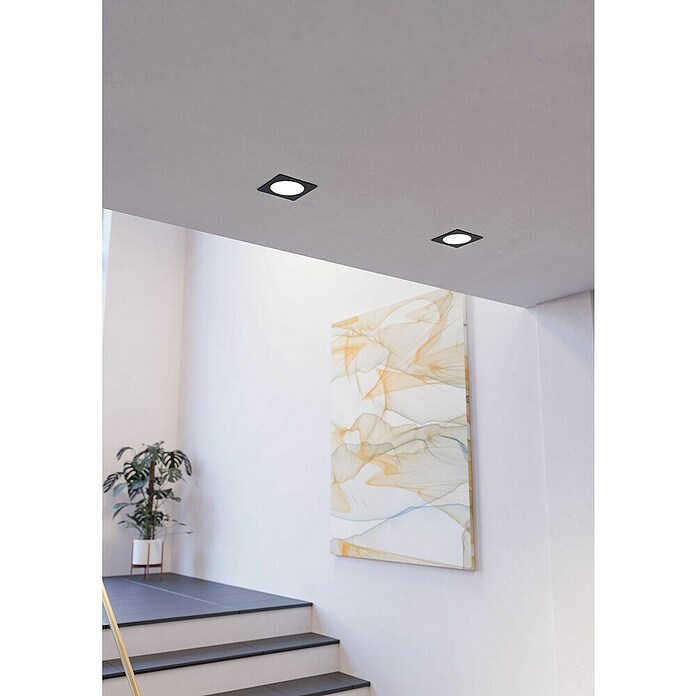 Eglo Downlight LED empotrable Fueva (12 W, 21,6 x 21,6 x 3,1 cm, Negro, 2.700 K - 6.500 K, IP20) | BAUHAUS