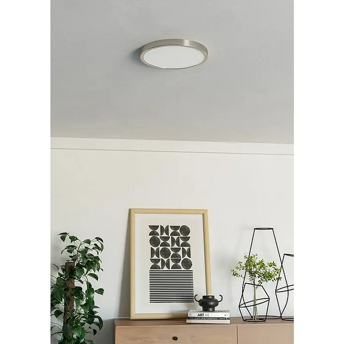 Eglo Fueva 6 Downlight empotrable LED redondo - 14,2 W, Ø x Al: 28 x 2 cm, Níquel, Blanco cálido - Una lámpara de techo moderna con un diseño elegante y redondo, que proporciona una iluminación brillante y uniforme. Ideal para cualquier habitación.