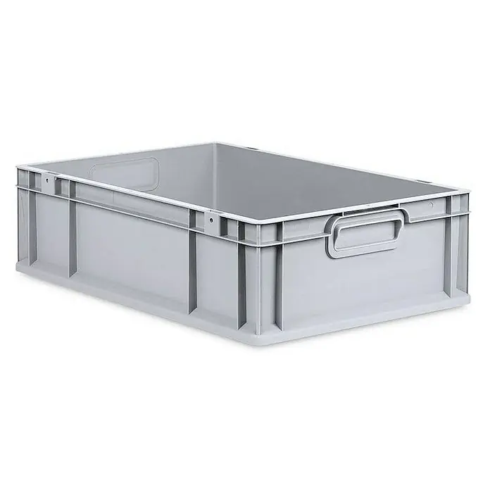 Proregal Euroboxen-Set 10x Eurobox NextGen Economy mit Auflagedeckel und 4x Verschlüsse Schwarz - Kunststoff, Grau, 10 Stk. - Grauer Kunststoffbehälter mit Griffen und verstärkten Ecken, ideal für Lagerung und Transport von Gütern.