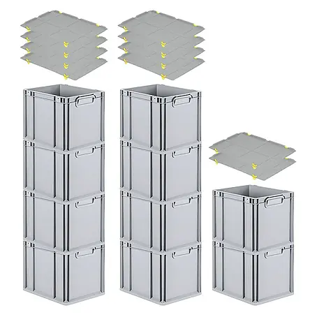 Proregal  Euroboxen-Set 10x Eurobox NextGen Economy mit Auflagedeckel und 4x Verschlüsse Gelb
