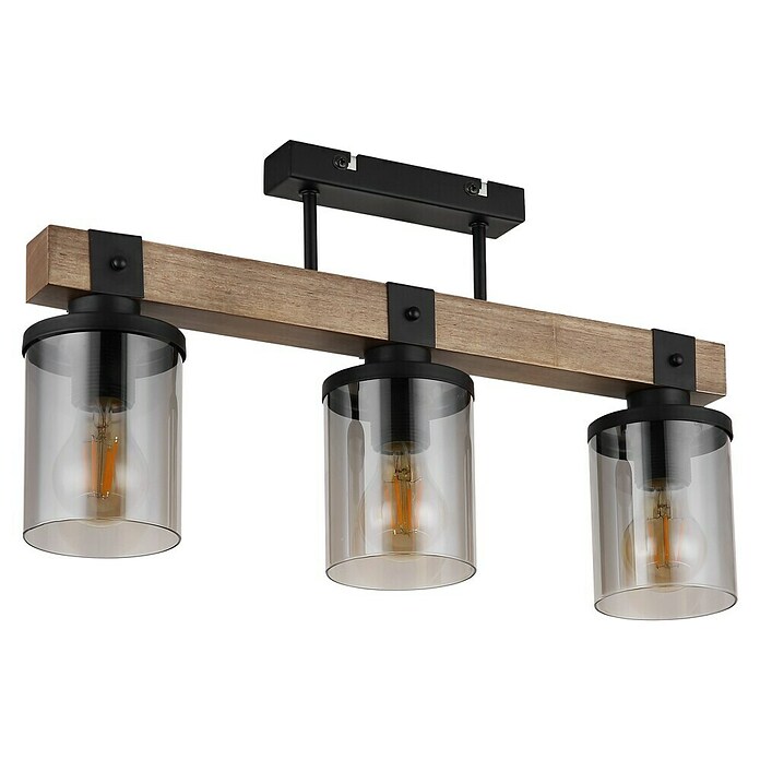 Globo Deckenleuchte Lila (60 W, L x B x H: 520 x 100 x 286 mm, Dunkelbraun/Rauchfarben/Schwarz, E27) | BAUHAUS