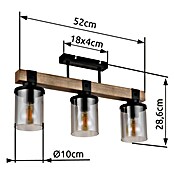 Globo Deckenleuchte Lila (60 W, L x B x H: 520 x 100 x 286 mm, Dunkelbraun/Rauchfarben/Schwarz, E27) | BAUHAUS