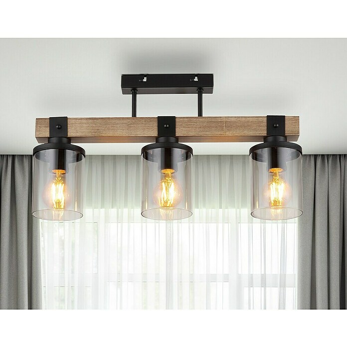 Globo Deckenleuchte Lila (60 W, L x B x H: 520 x 100 x 286 mm, Dunkelbraun/Rauchfarben/Schwarz, E27) | BAUHAUS