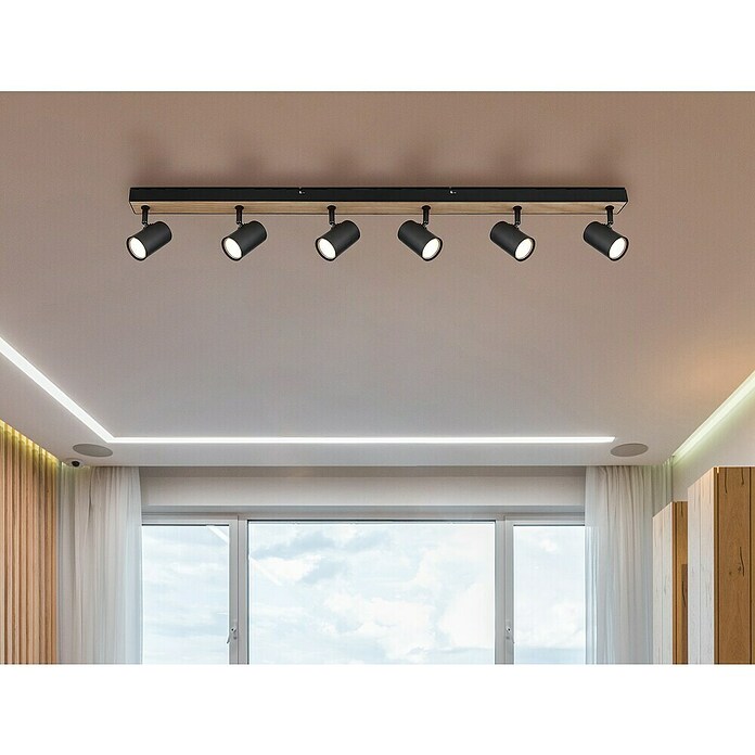 Globo Deckenstrahler Robby (35 W, L x B x H: 1 150 x 60 x 120 mm, Graphit/Holzoptik/Schwarz, GU10) | BAUHAUS
