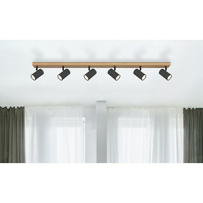 Globo Deckenstrahler Robby (35 W, L x B x H: 1 150 x 60 x 135 mm, Holzoptik/Schwarz, GU10) | BAUHAUS