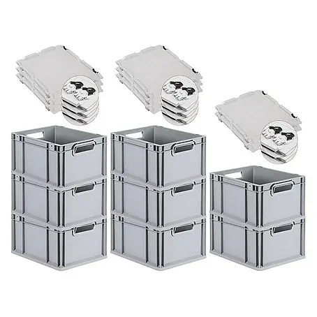 Proregal  Euroboxen-Set 8x Eurobox NextGen Grip mit Scharnierdeckel und schwarzen Verschlüssen