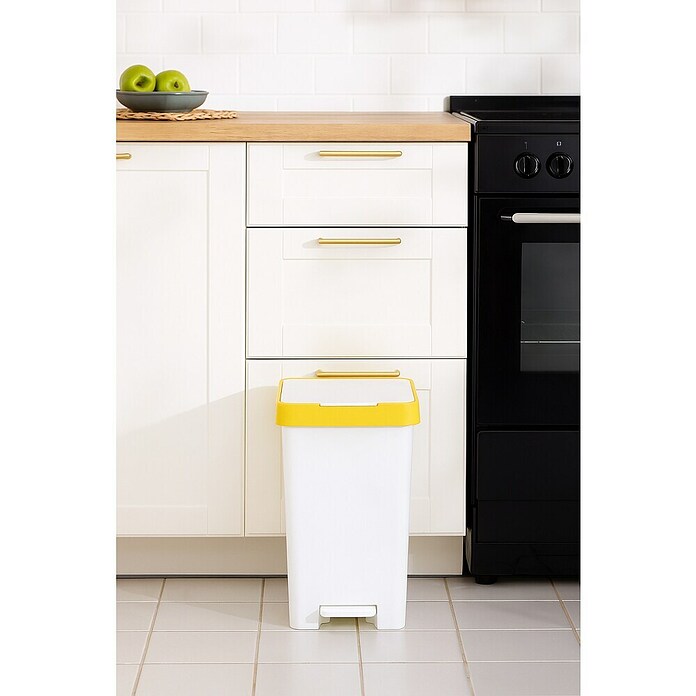 Tatay Cubo con pedal Smart Reciclaje 25L (Amarillo, Polipropileno)