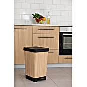Tatay Cubo con pedal Smart Deco Wood 25L (Negro/Marrón, Polipropileno)