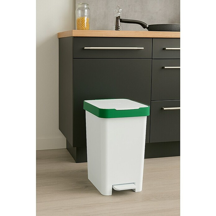 Tatay Cubo con pedal Smart Reciclaje 25L (Verde, Polipropileno)
