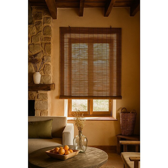 Estor de bambú Ocres  (An x Al: 150 x 175 cm, Castaña)