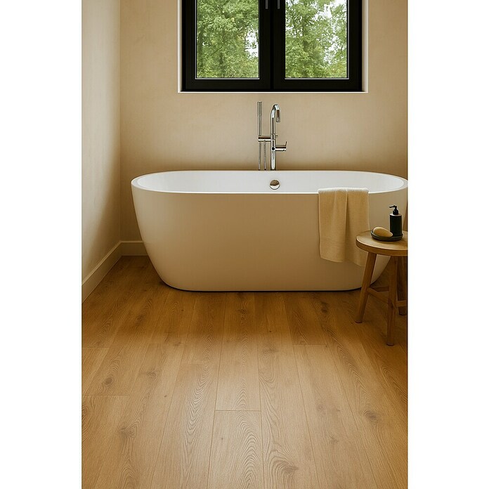 LOGOCLIC Aquaprotect Laminado Roble Sherwood (1.288 x 195 x 12 mm, Roble Sherwood, AC5, Resistente al agua) | BAUHAUS