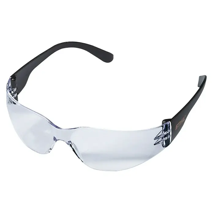Stihl Schutzbrille Function Light - Schwarz/Farblos, Kratzfeste Sichtscheiben, Kunststoff - Schutzbrille mit klaren Gläsern und schwarzem Rahmen, ideal für Arbeiten im Freien und zum Schutz der Augen.