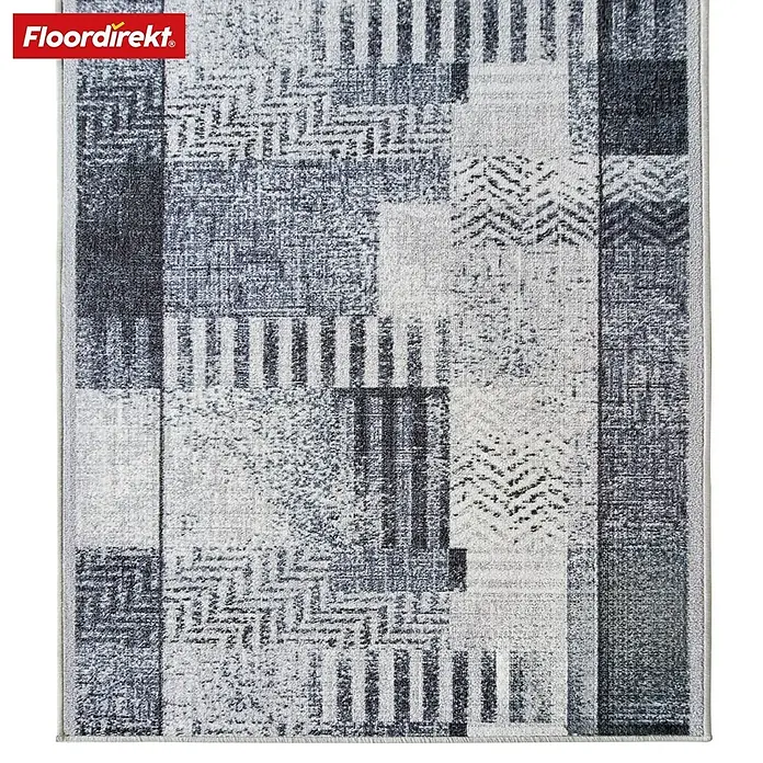Teppichläufer Cordoba - Grau, 250 x 80 cm, 100 % Polyamid - Grau-weißer Teppich mit geometrischen Mustern. Er verleiht jedem Raum einen modernen und stilvollen Touch.