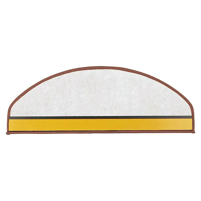 Stufenmatte Kalkutta - 65 x 23,5 cm, Braun, Halbrund - Halbrunder Türstopper mit brauner Umrandung, weißem Filz und gelbem Keil für sicheren Halt. Praktischer Schutz für Wände und Möbel.