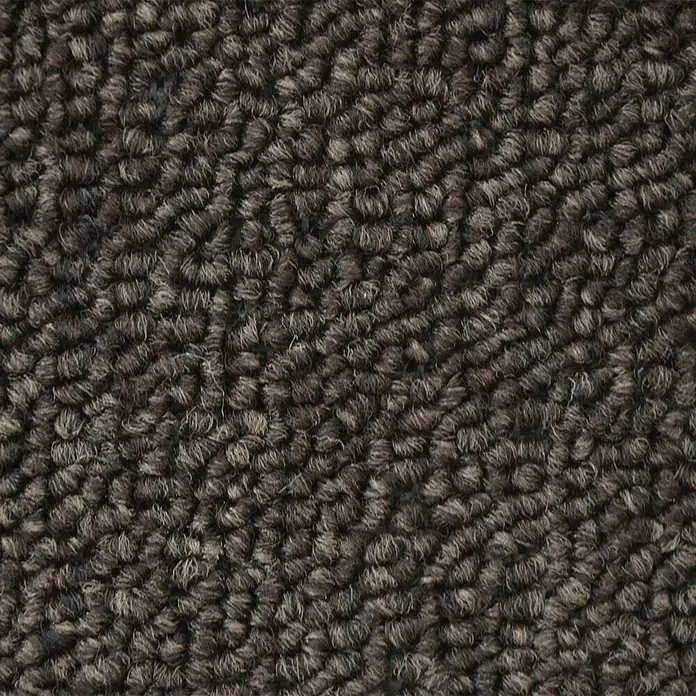 Flachgewebeteppich London - Dunkelbraun, 100 x 100 cm, 100 % Polypropylen - Detailaufnahme eines strukturierten, dunkelbraunen Teppichs mit dichter Oberfläche.
