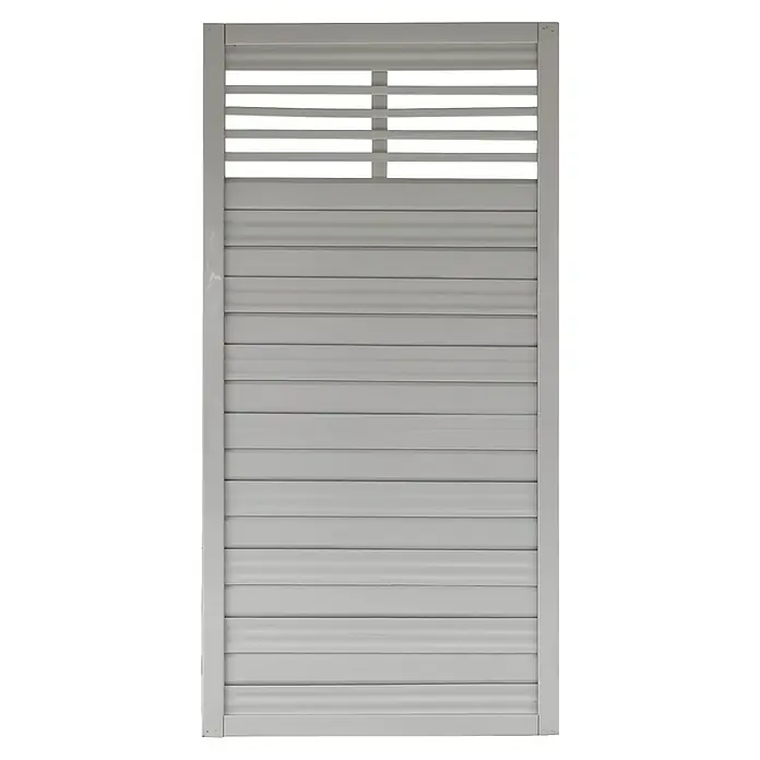 Andrewex Sichtschutzelement Lucca - 90 x 180 cm, Holz, Grau - Graue, horizontal ausgerichtete Lamellenwand mit breitem Rahmen für Privatsphäre und Sonnenschutz.