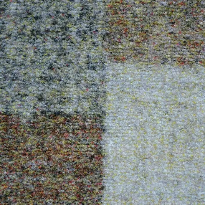 Teppichläufer Lucano - Braun, 200 x 80 cm, 100 % Polyamid - Nahaufnahme eines Teppichs mit verschiedenen Farben und Texturen.