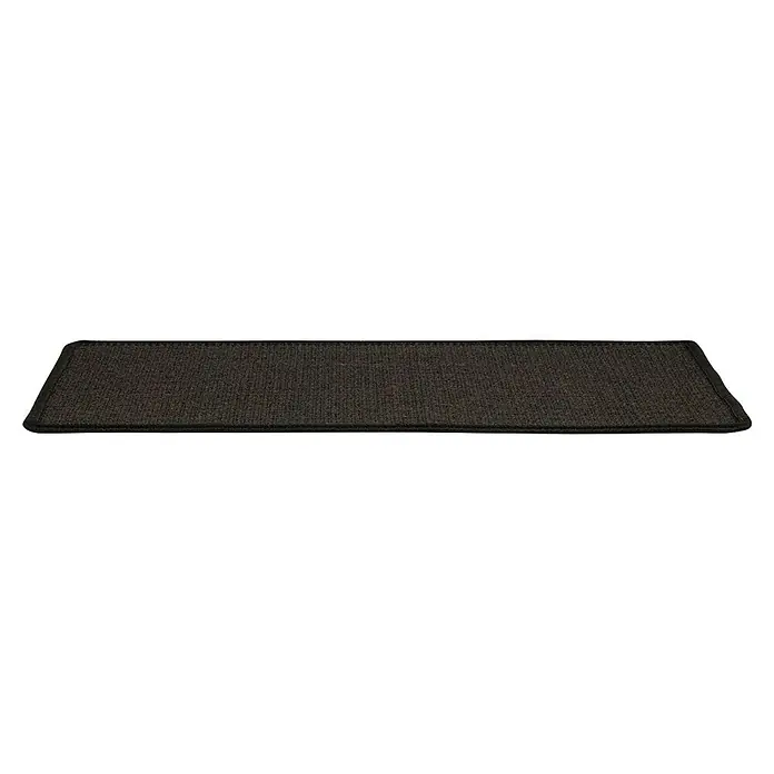 Stufenmatte Sisal - 65 x 23,5 cm, 100 % Sisal, Schwarz - Eine rechteckige, schwarze Textilmatte mit einer feinen Webstruktur und einem dezenten, dunklen Saum. Ideal für Bodenbeläge.