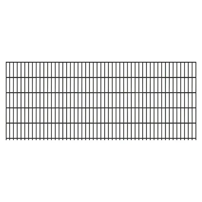 FA-Bausysteme Mattenzaun 6/5/6 mm - 250,8 x 100 cm, Moosgrün - Das Bild zeigt einen schwarzen Grillrost, der sich ideal zum Grillen von Speisen im Freien eignet. Die robuste Konstruktion sorgt für Langlebigkeit.